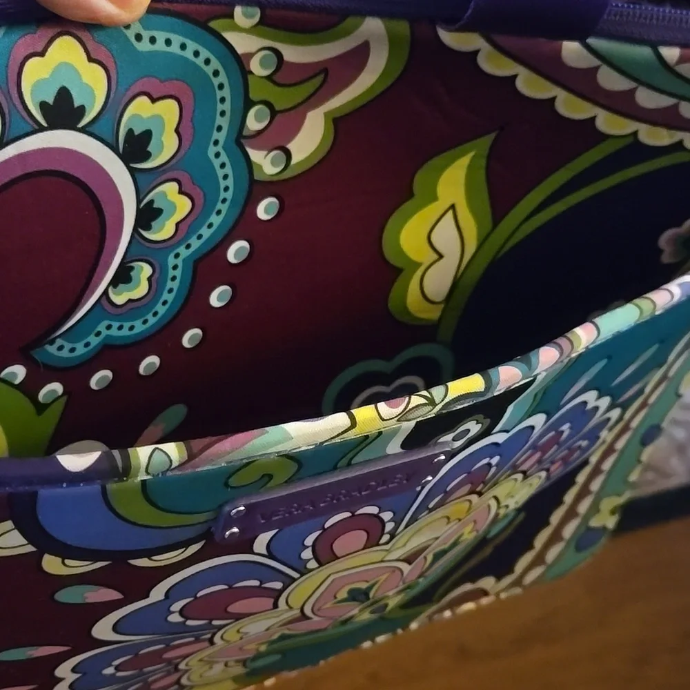 Vera Bradley Multicolor Paisley Laptop Bag Side Pocket 2 Handle Zip Closure EUC